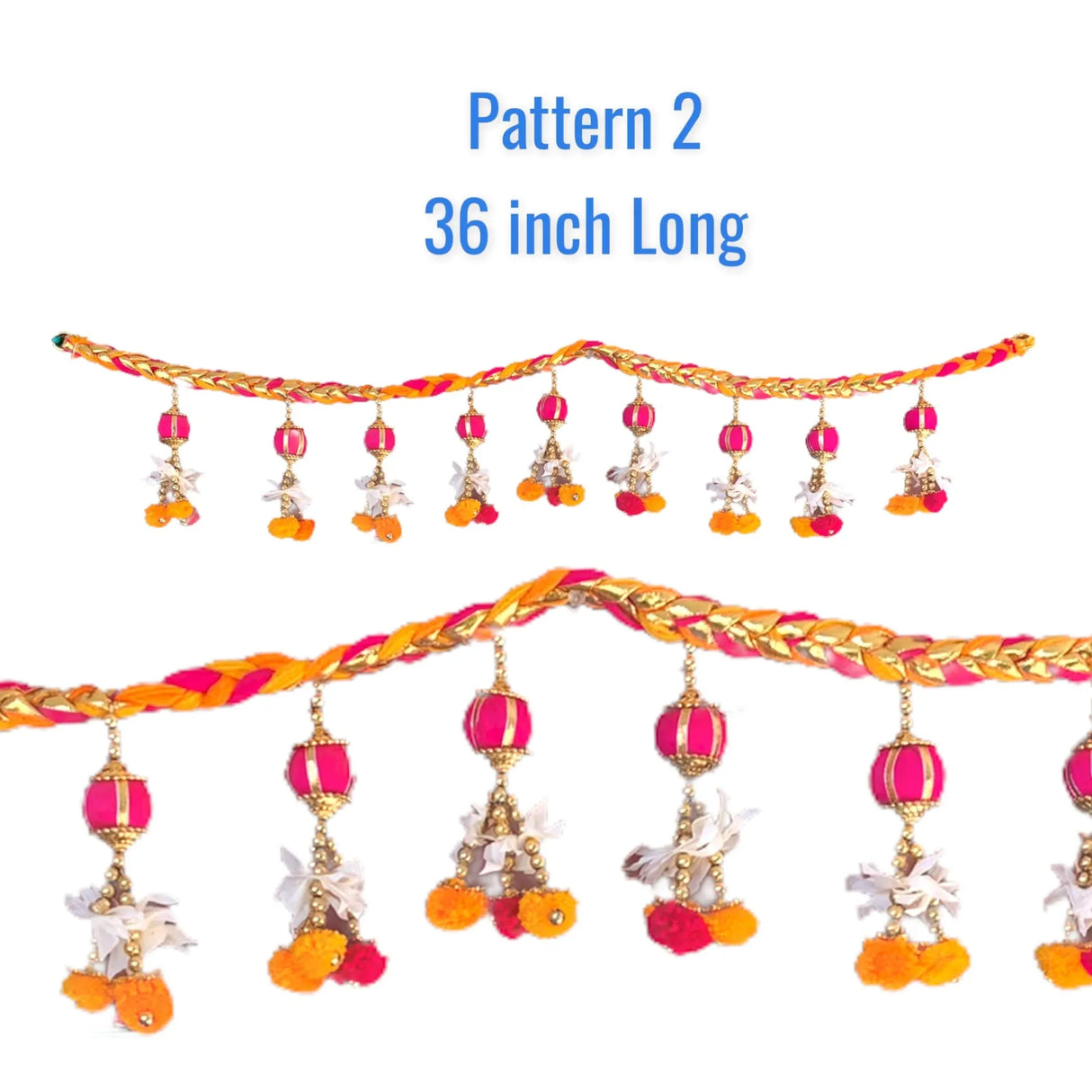 Indian Bead Door Toran 36-42 Inch Bhandarwal Hanging Valance Pompom Traditional Wall Decorative for Window Home Temple Decor Wedding Diwali Navratri Puja Housewarming Decorations - LoveNspire