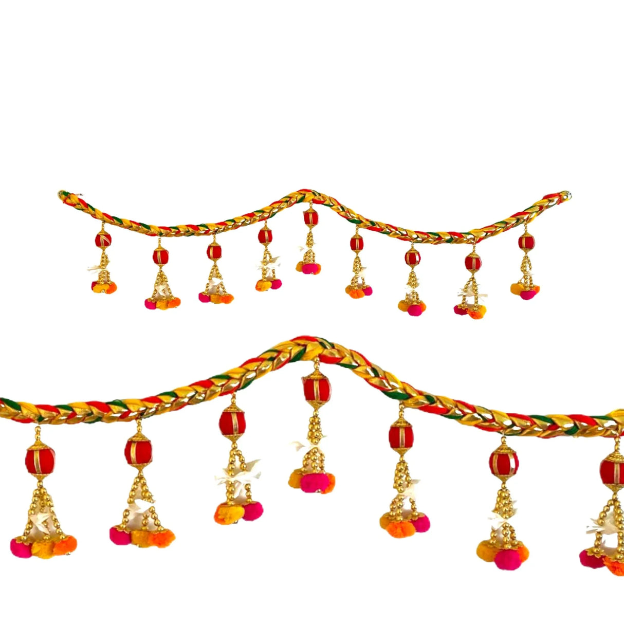 Indian Bead Door Toran 36-42 Inch Bhandarwal Hanging Valance Pompom Traditional Wall Decorative for Window Home Temple Decor Wedding Diwali Navratri Puja Housewarming Decorations - LoveNspire