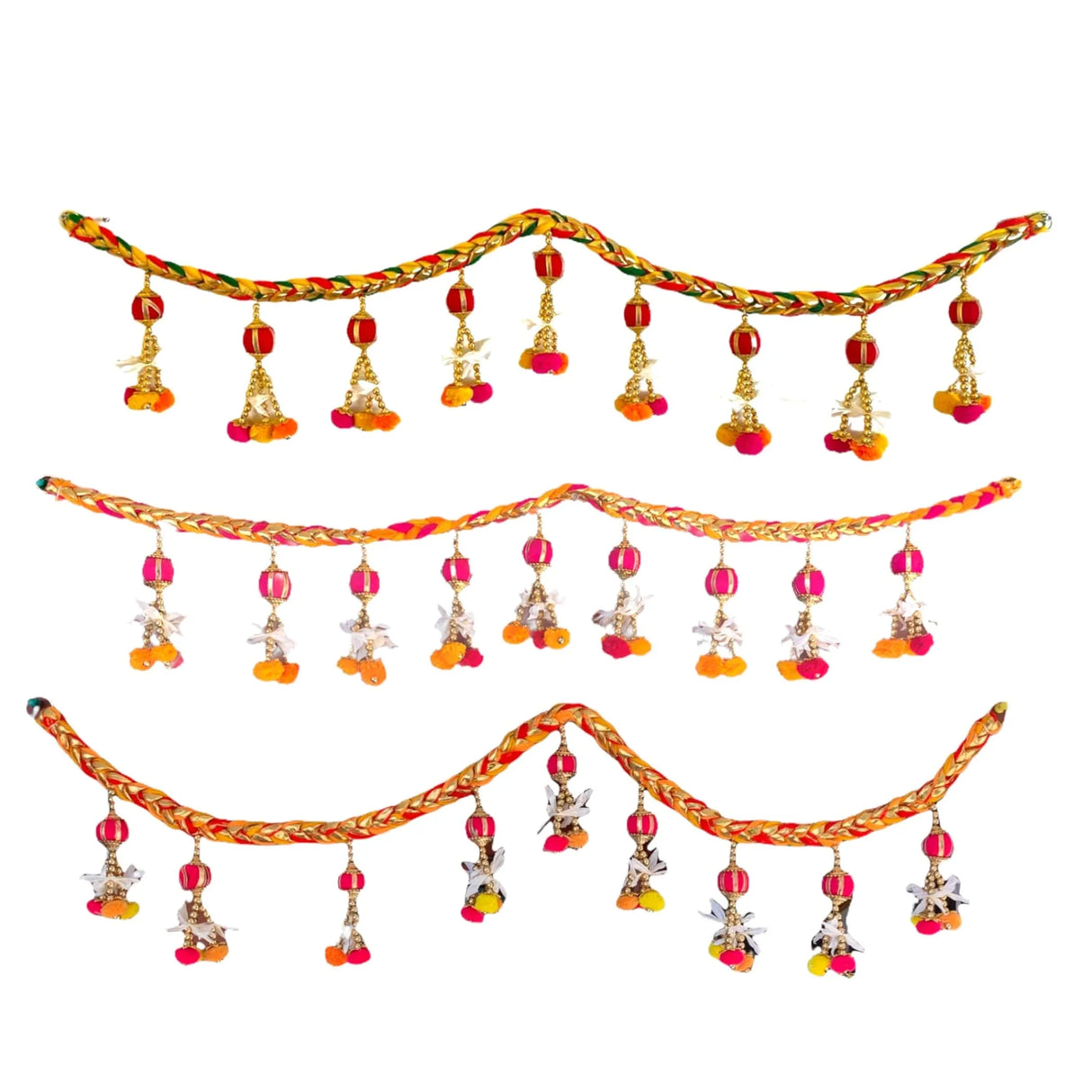 Indian Bead Door Toran 36-42 Inch Bhandarwal Hanging Valance Pompom Traditional Wall Decorative for Window Home Temple Decor Wedding Diwali Navratri Puja Housewarming Decorations - LoveNspire