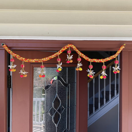 Indian Bead Door Toran 36-42 Inch Bhandarwal Hanging Valance Pompom Traditional Wall Decorative for Window Home Temple Decor Wedding Diwali Navratri Puja Housewarming Decorations - LoveNspire