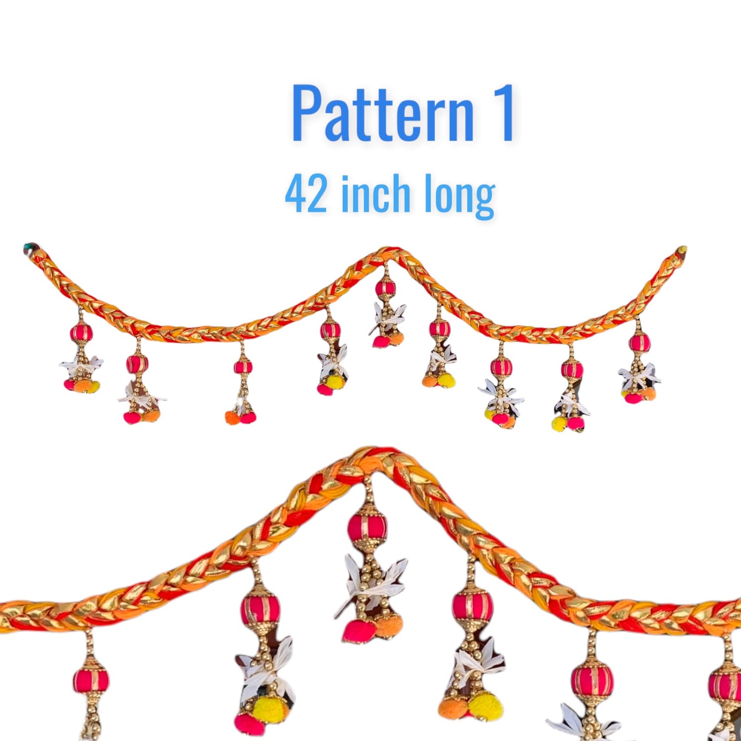 Indian Bead Door Toran 36-42 Inch Bhandarwal Hanging Valance Pompom Traditional Wall Decorative for Window Home Temple Decor Wedding Diwali Navratri Puja Housewarming Decorations - LoveNspire