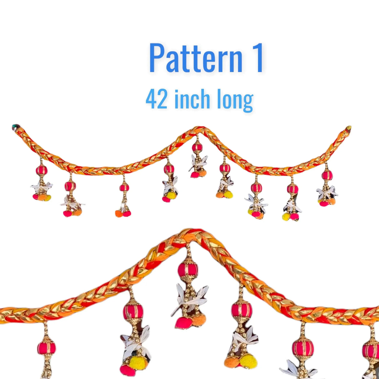 Indian Bead Door Toran 36-42 Inch Bhandarwal Hanging Valance Pompom Traditional Wall Decorative for Window Home Temple Decor Wedding Diwali Navratri Puja Housewarming Decorations - LoveNspire