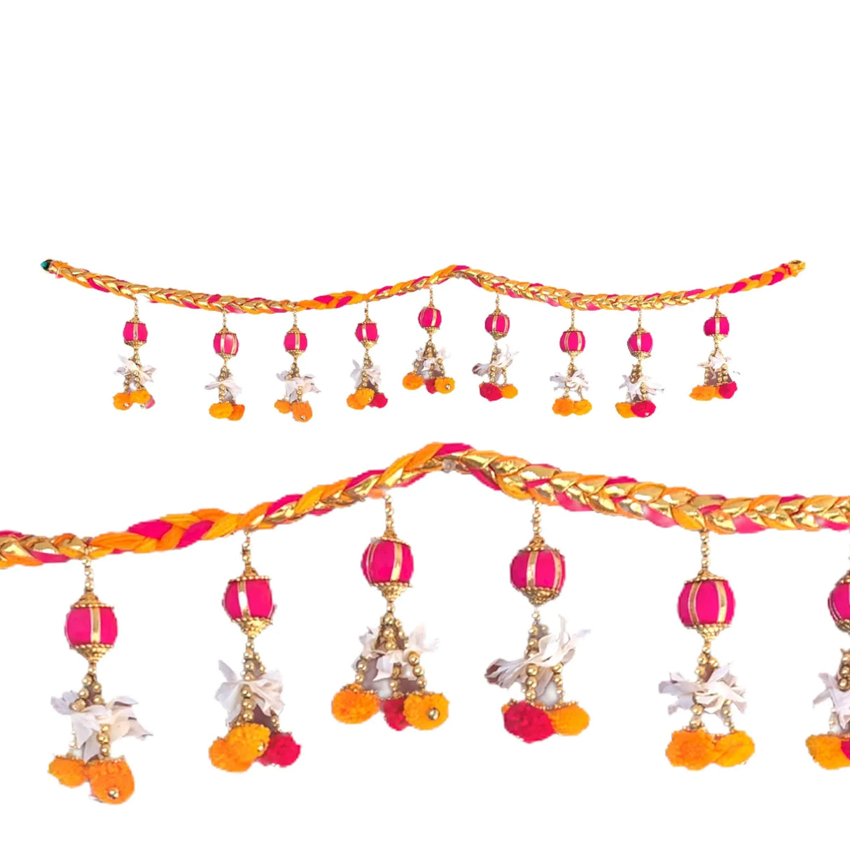 Indian Bead Door Toran 36-42 Inch Bhandarwal Hanging Valance Pompom Traditional Wall Decorative for Window Home Temple Decor Wedding Diwali Navratri Puja Housewarming Decorations - LoveNspire