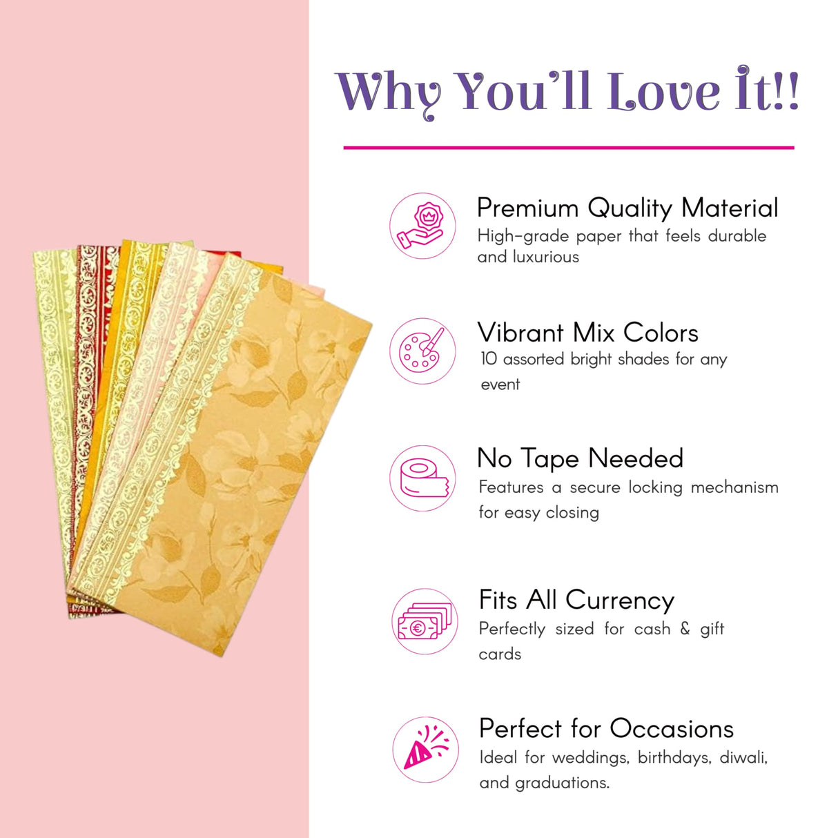 Vibrant assorted money envelopes for Diwali Eid gifts fancy lifafa designs