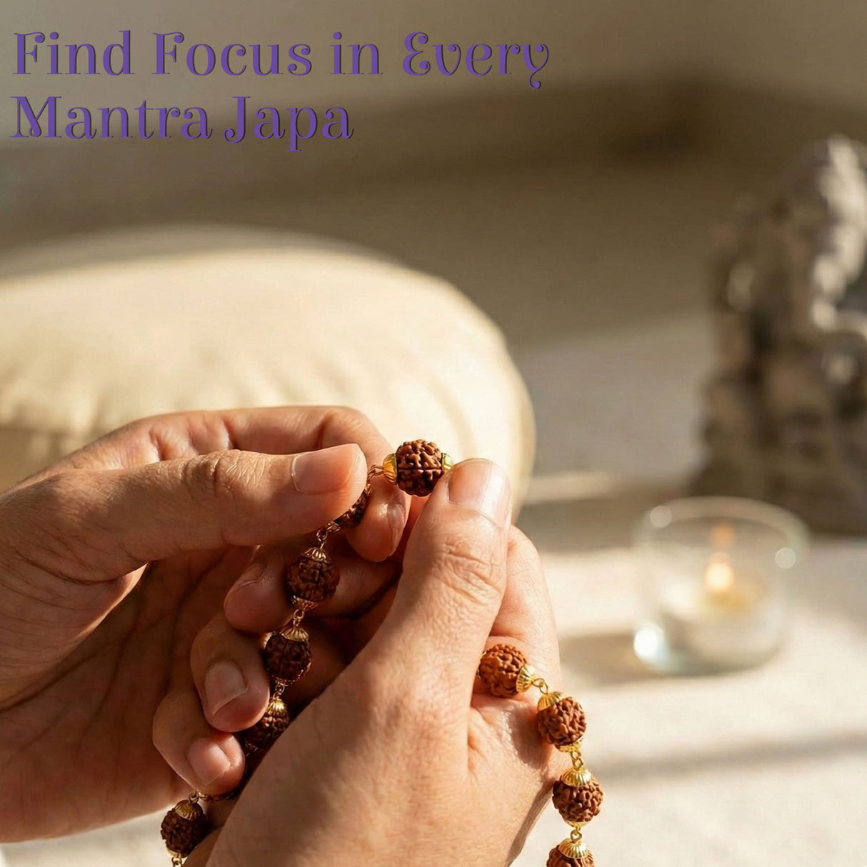 Certified 5 Mukhi Rudraksha Mala with brown wooden beads and gold spacers