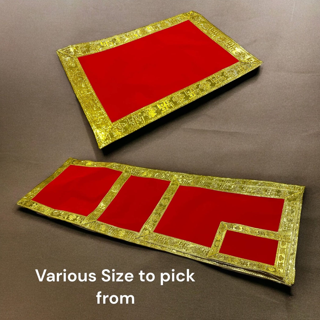 2/4CT Velvet Pooja Mat Aasan Cloth for God Goddess Idol Puja Asan Mandir Temple Home Office Decor Base Chowki Asana Indian Festival Diwali Decoration Item Housewarming Gift - LoveNspire