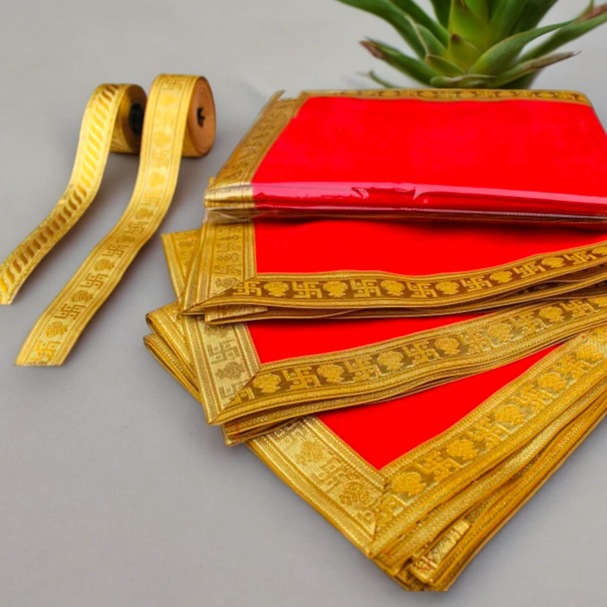 2/4CT Velvet Pooja Mat Aasan Cloth for God Goddess Idol Puja Asan Mandir Temple Home Office Decor Base Chowki Asana Indian Festival Diwali Decoration Item Housewarming Gift - LoveNspire