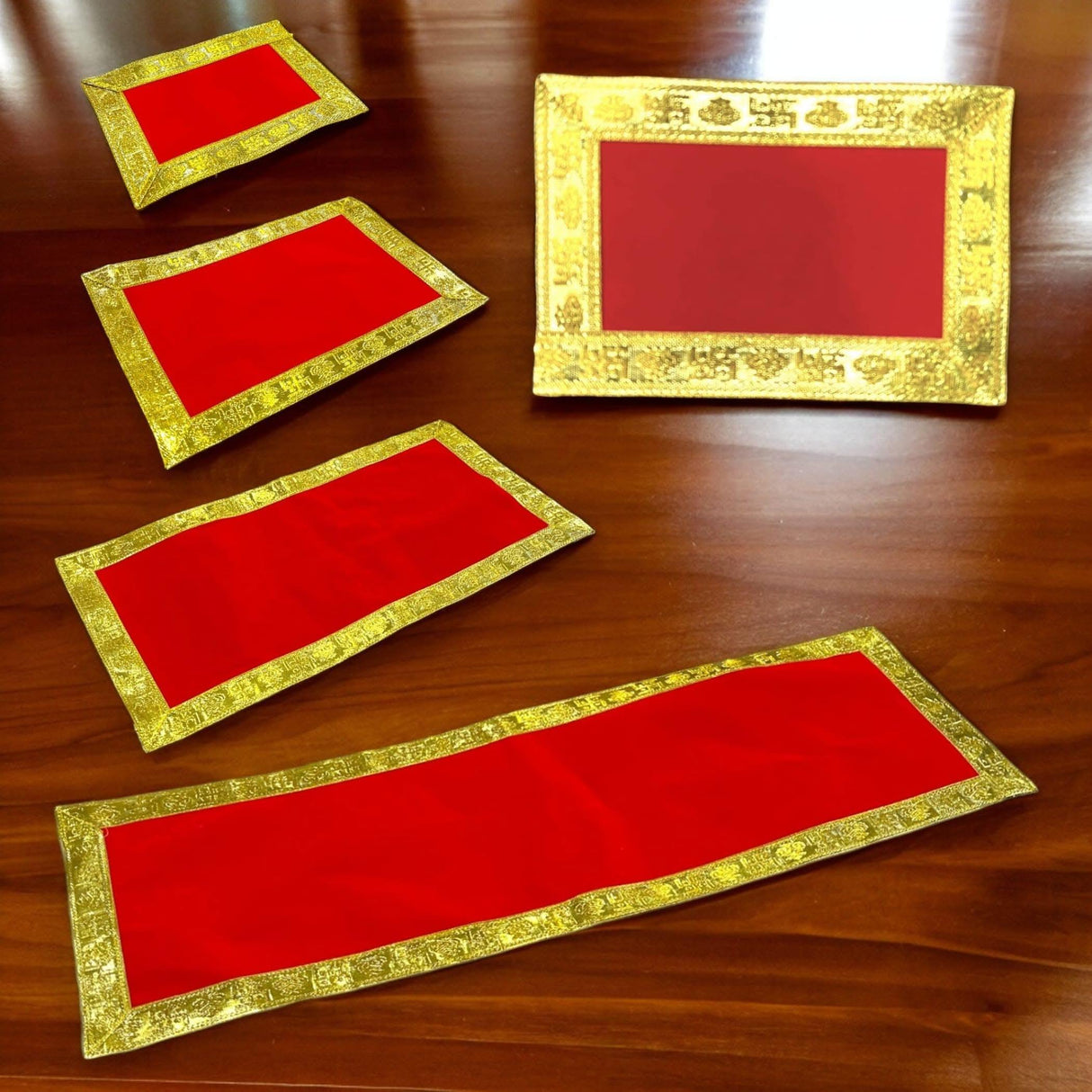 2/4CT Velvet Pooja Mat Aasan Cloth for God Goddess Idol Puja Asan Mandir Temple Home Office Decor Base Chowki Asana Indian Festival Diwali Decoration Item Housewarming Gift - LoveNspire