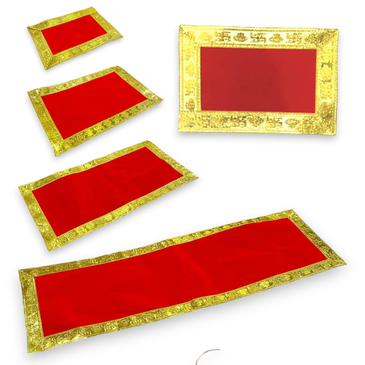 2/4CT Velvet Pooja Mat Aasan Cloth for God Goddess Idol Puja Asan Mandir Temple Home Office Decor Base Chowki Asana Indian Festival Diwali Decoration Item Housewarming Gift - LoveNspire