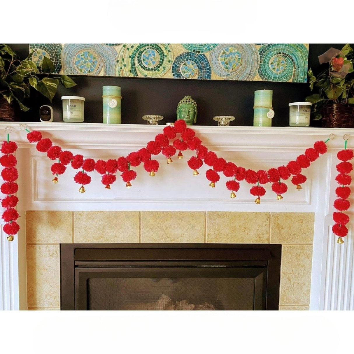 4.5 Feet Marigold Garland Toran Indian Wedding Diwali Decoration Home Party Decor Door Hanging Navratri Pooja Day of the Dead Dia De Los Muertos Ofrenda Mexican Fiesta Halloween Decor - LoveNspire