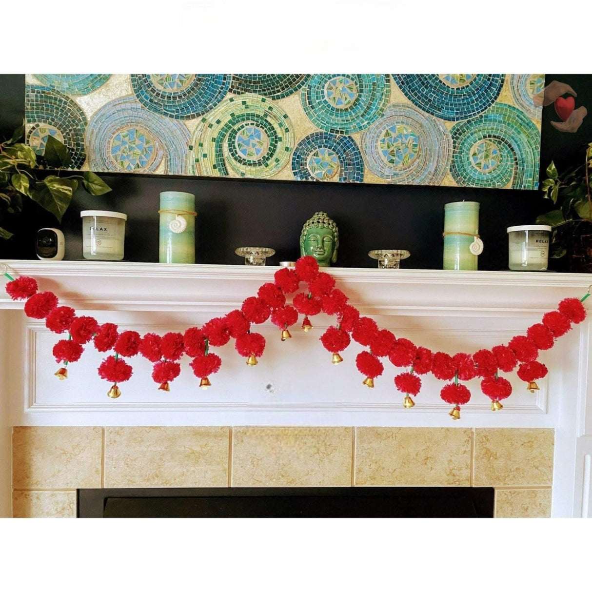 4.5 Feet Marigold Garland Toran Indian Wedding Diwali Decoration Home Party Decor Door Hanging Navratri Pooja Day of the Dead Dia De Los Muertos Ofrenda Mexican Fiesta Halloween Decor - LoveNspire