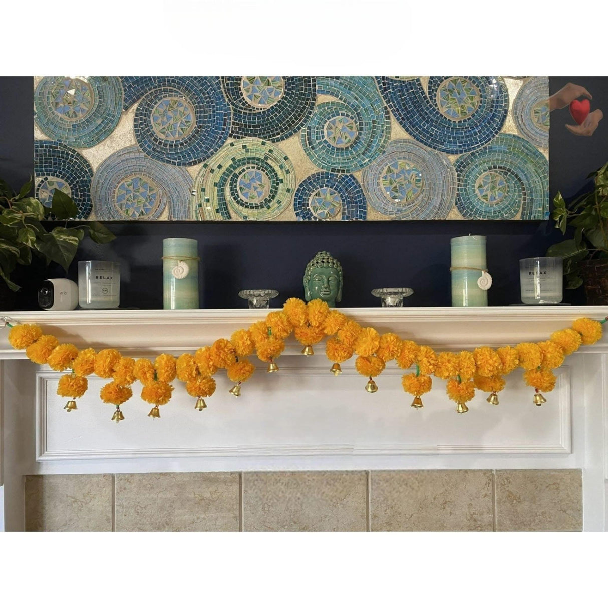 4.5 Feet Marigold Garland Toran Indian Wedding Diwali Decoration Home Party Decor Door Hanging Navratri Pooja Day of the Dead Dia De Los Muertos Ofrenda Mexican Fiesta Halloween Decor - LoveNspire