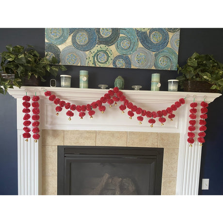 4.5feet Red Marigold Toran Garland, Indian Wedding Decoration Backdrop,diwali Decor, Door Hanging, Varalakshmi Pooja, Day of the Dead, Dholki - LoveNspire