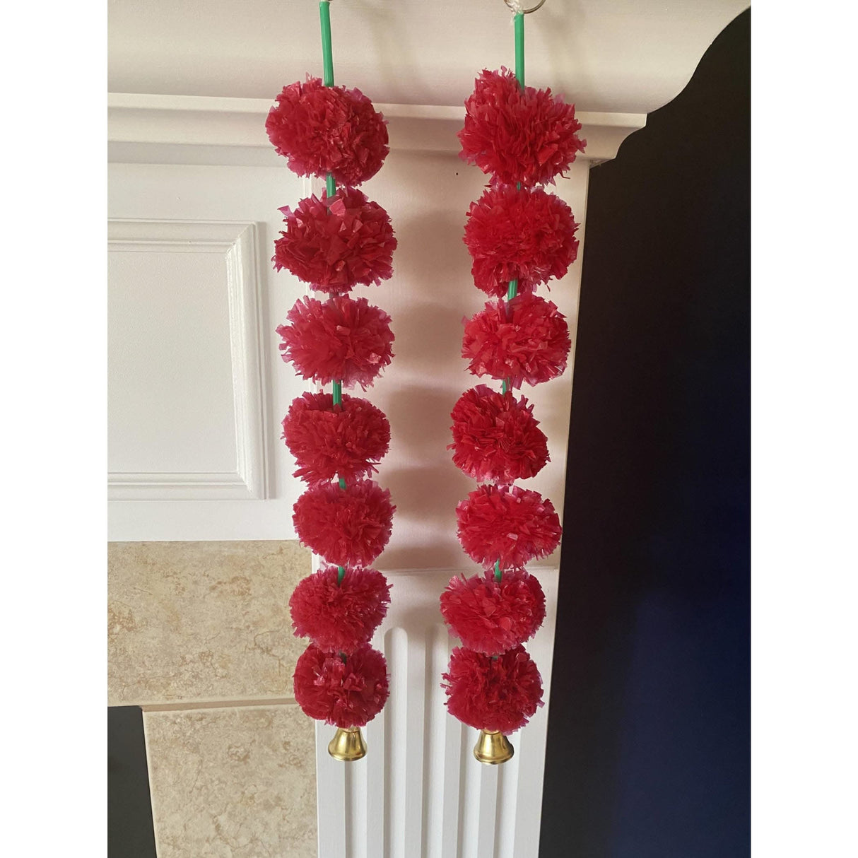 4.5feet Red Marigold Toran Garland, Indian Wedding Decoration Backdrop,diwali Decor, Door Hanging, Varalakshmi Pooja, Day of the Dead, Dholki - LoveNspire
