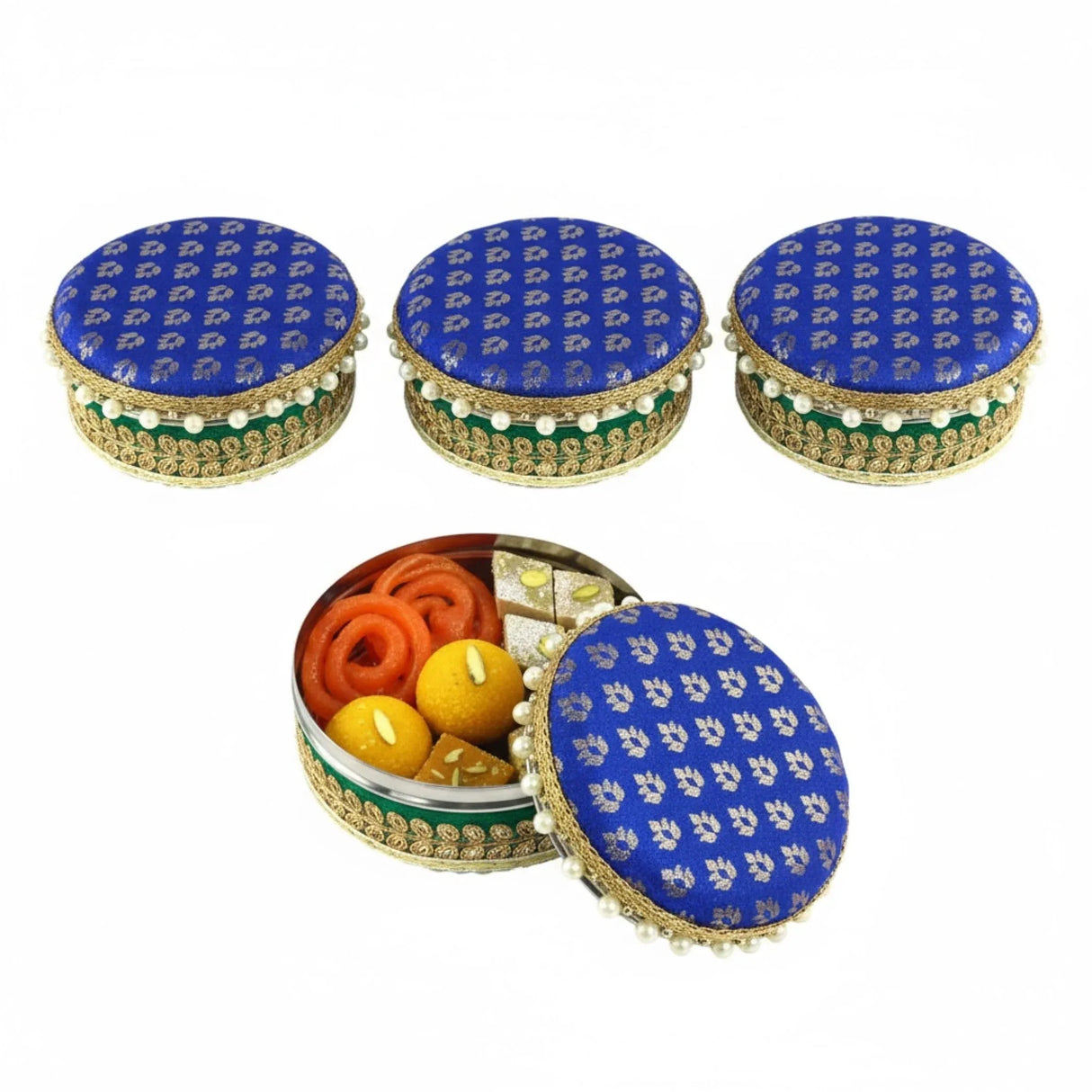 4 Ct Steel Ladoo Box 250 Grams Festival Special Stainless Steel Sweets Gift Box Perfect for Holi Diwali Rakhi Housewarmings Mithaai Desert Box - LoveNspire