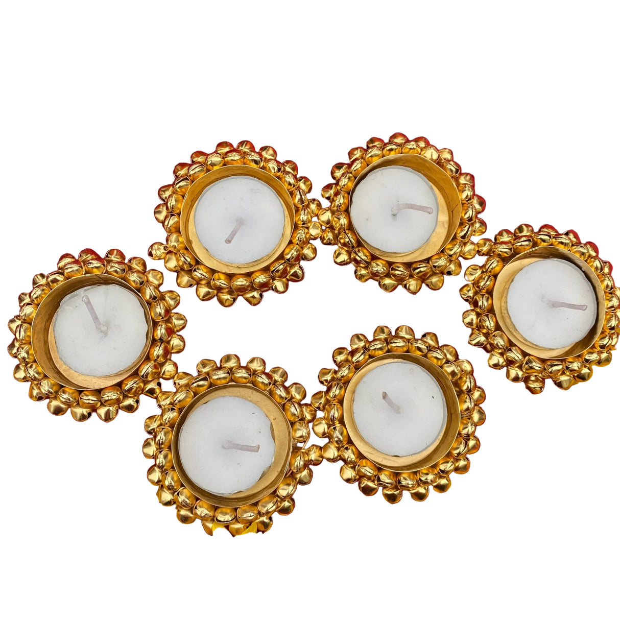 Candle Holder 4 Pieces Tealight Candle Holder Stand Ghungroo Diwali Diya Holders for Indian Festival Decorations Lighting Accessories Navratri Wedding Pooja Home New Year Boho Decor - LoveNspire