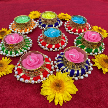 Pearl Candle Holder, Rangoli Indian Diya T-light Stand for Centerpiece, Dining Table, Home & Temple Decor – Festival of Light, Diwali, Christmas, Thanksgiving & Housewarming Gift - LoveNspire
