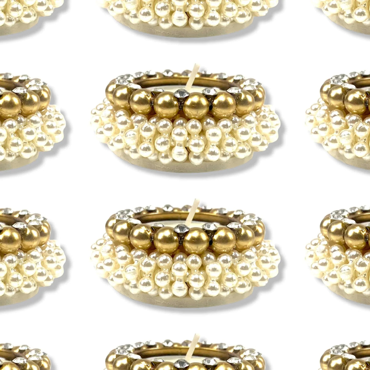 4 Pcs Pearl Tealight Candle Holder Festival of Light Decorative T-light Holder for Diwali Navratri Christmas Thanksgiving Housewarming Gift Candle Stand for Centerpiece Table Home Decor - LoveNspire