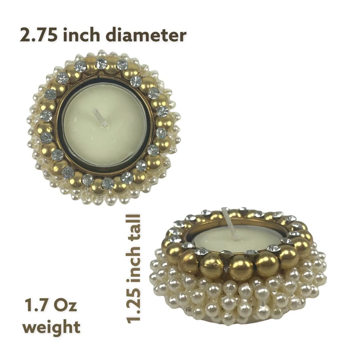 4 Pcs Pearl Tealight Candle Holder Festival of Light Decorative T-light Holder for Diwali Navratri Christmas Thanksgiving Housewarming Gift Candle Stand for Centerpiece Table Home Decor - LoveNspire