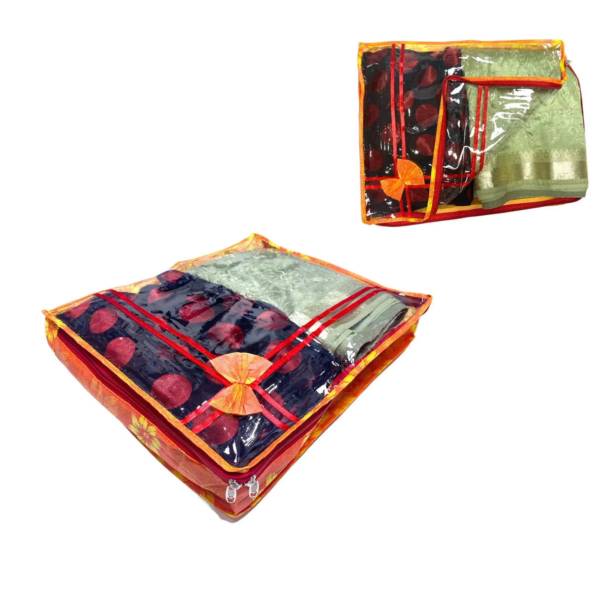 4 Piece Sari Bags Cotton Saree Covers with Zipper Closure Clothes Organizer Sari Storage Bag for Wardrobe and Gifting Storage Wedding Favor Cloth Case Birthday - LoveNspire