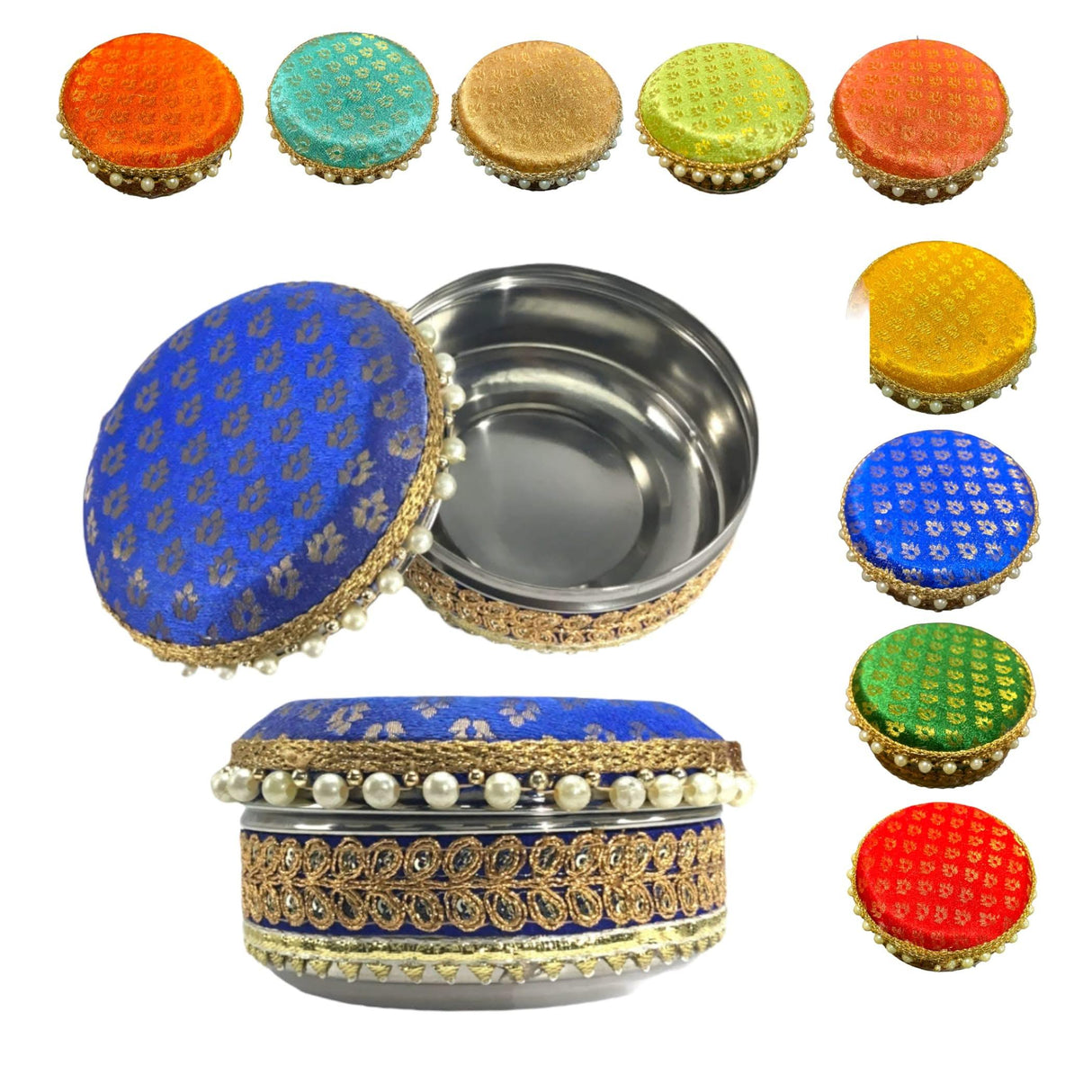 4 Ct Steel Ladoo Box 250 Grams Festival Special Stainless Steel Sweets Gift Box Perfect for Holi Diwali Rakhi Housewarmings Mithaai Desert Box - LoveNspire
