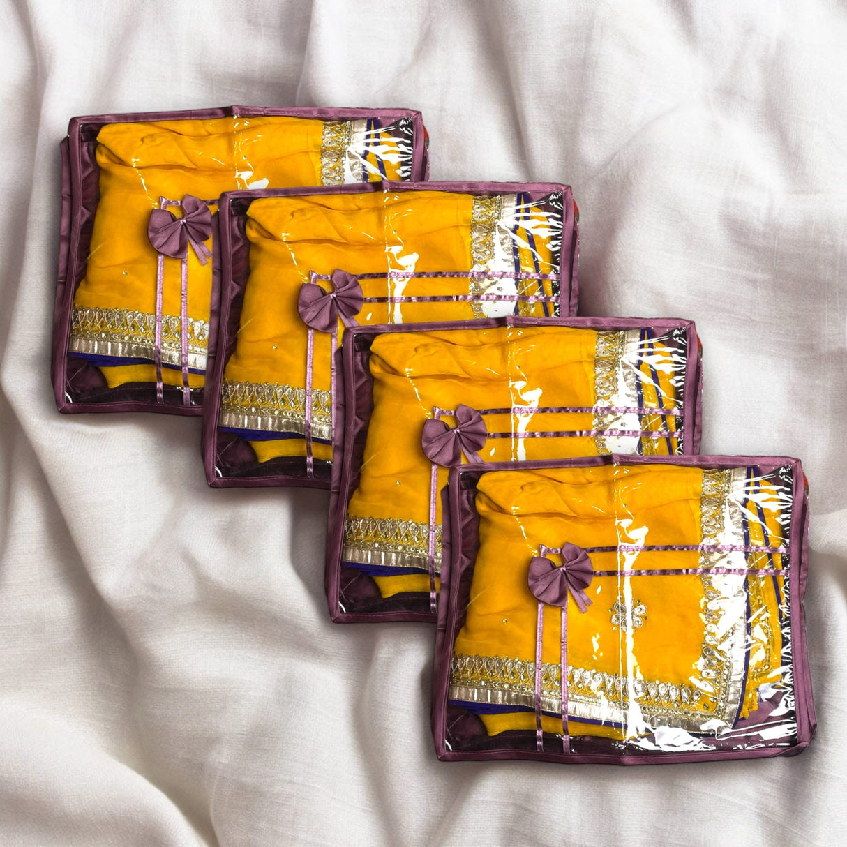 4 Pieces Velvet Sari Bags Saree Covers with Zipper Closure Cloth Cover Bags Organizer for Wardrobe and Gifting Storage Wedding Favor Birthday Anniversary - LoveNspire