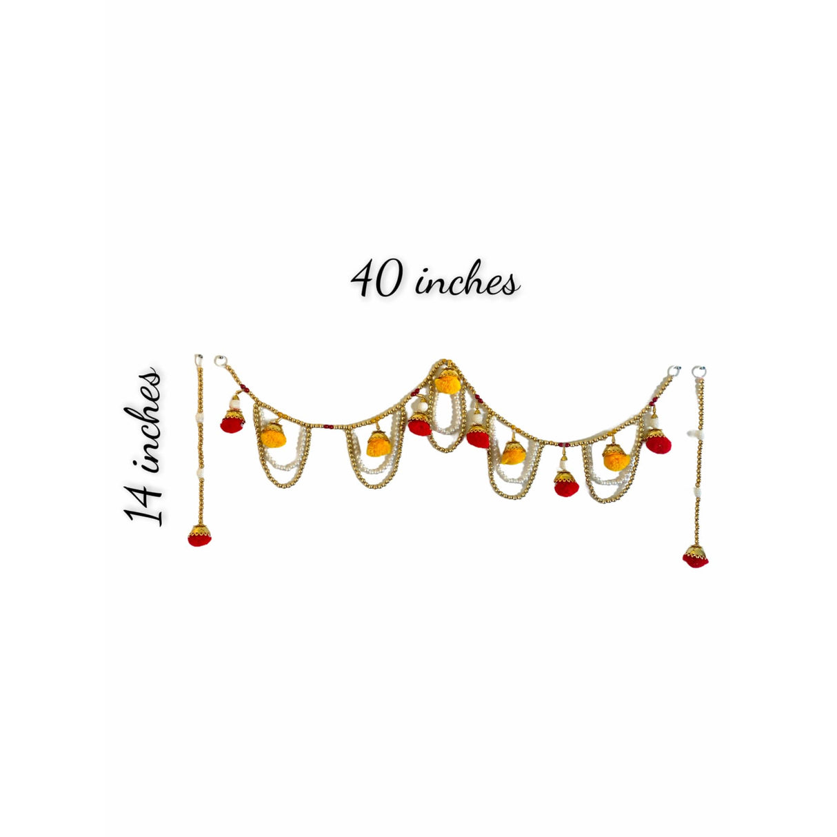 40 Inches Pompom Indian Door Toran Ethnic Hanging Valance Festival Window Bandarwal Indoor Outdoor Decor Pooja Decor Wedding Favor Diwali Decoration - LoveNspire