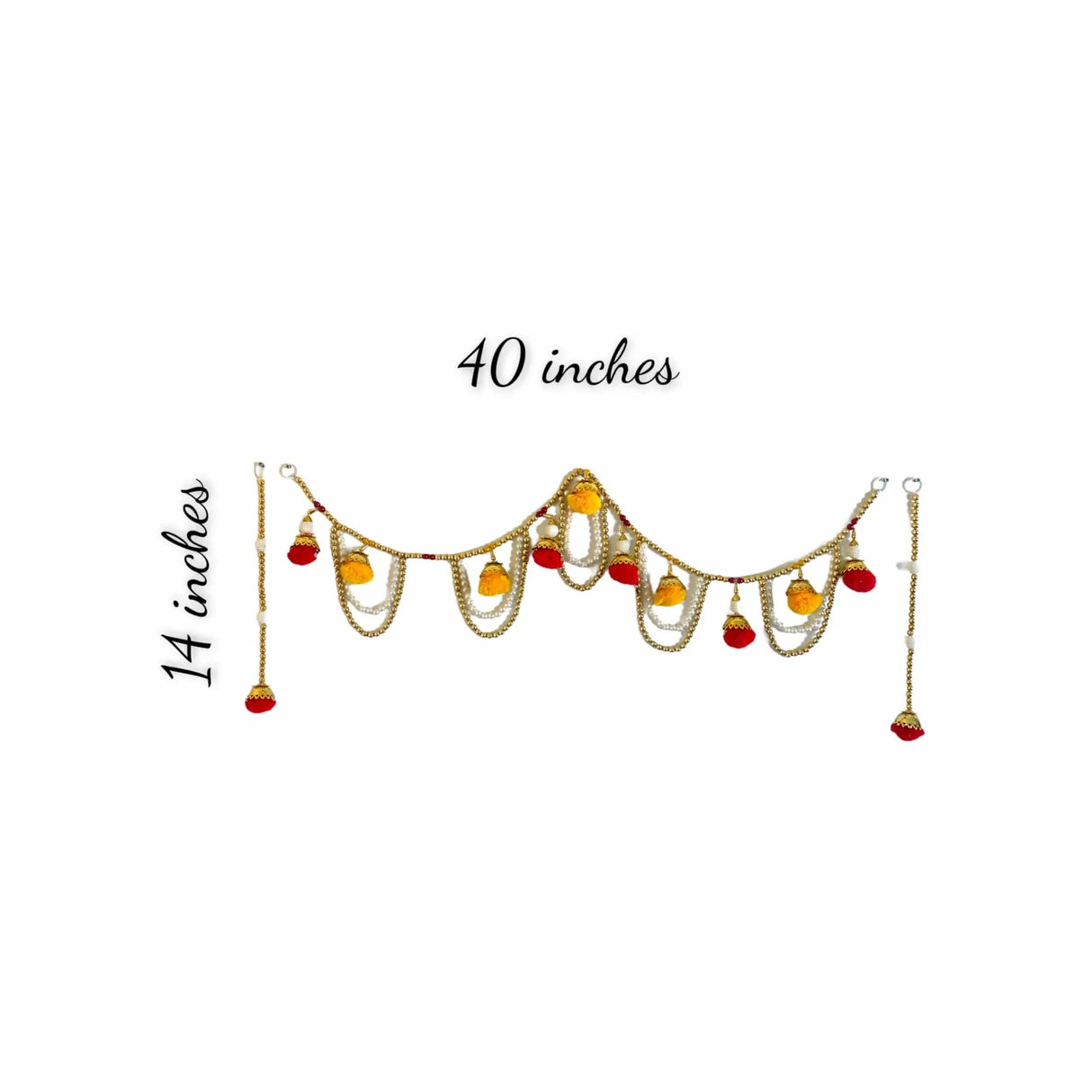 40 Inches Pompom Indian Door Toran Ethnic Hanging Valance Festival Window Bandarwal Indoor Outdoor Decor Pooja Decor Wedding Favor Diwali Decoration - LoveNspire