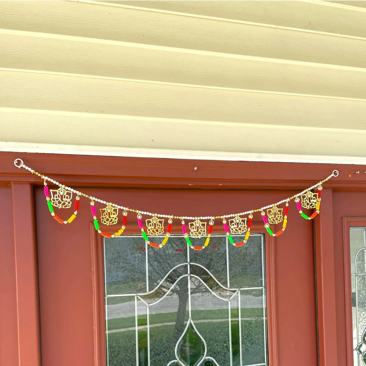 42 Inches Ganesha Indian Door Toran Multicolor Moti Ethnic Hanging Valance for Window Indoor Outdoor Decor Bhandarwal Pooja Decor Wedding Favor Diwali Decoration - LoveNspire