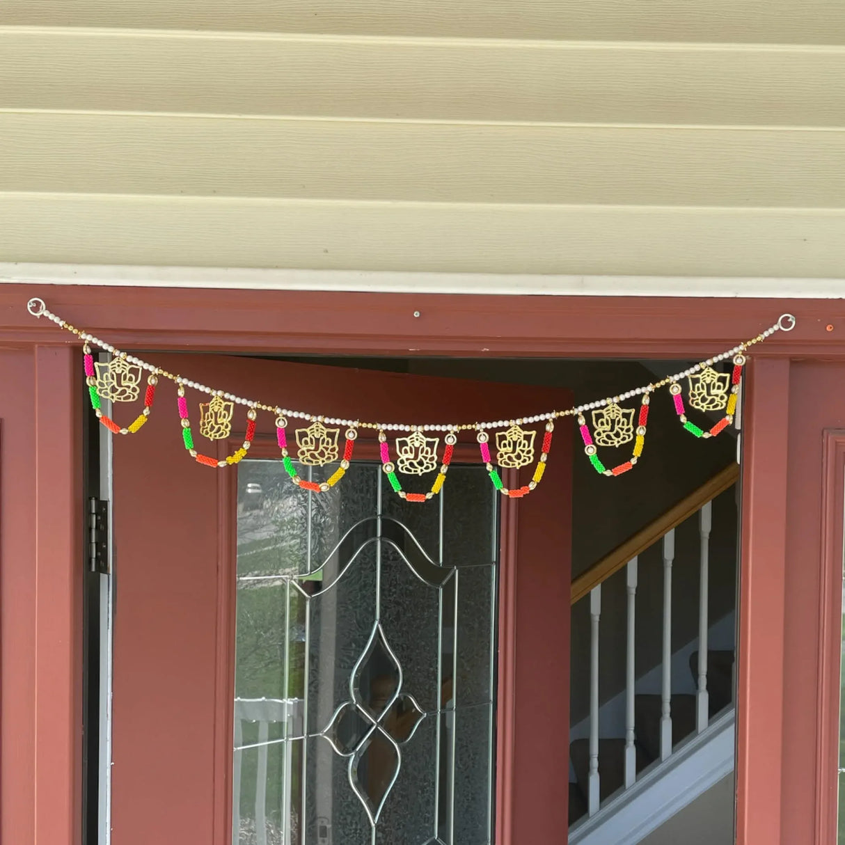 42 Inches Ganesha Indian Door Toran Multicolor Moti Ethnic Hanging Valance for Window Indoor Outdoor Decor Bhandarwal Pooja Decor Wedding Favor Diwali Decoration - LoveNspire