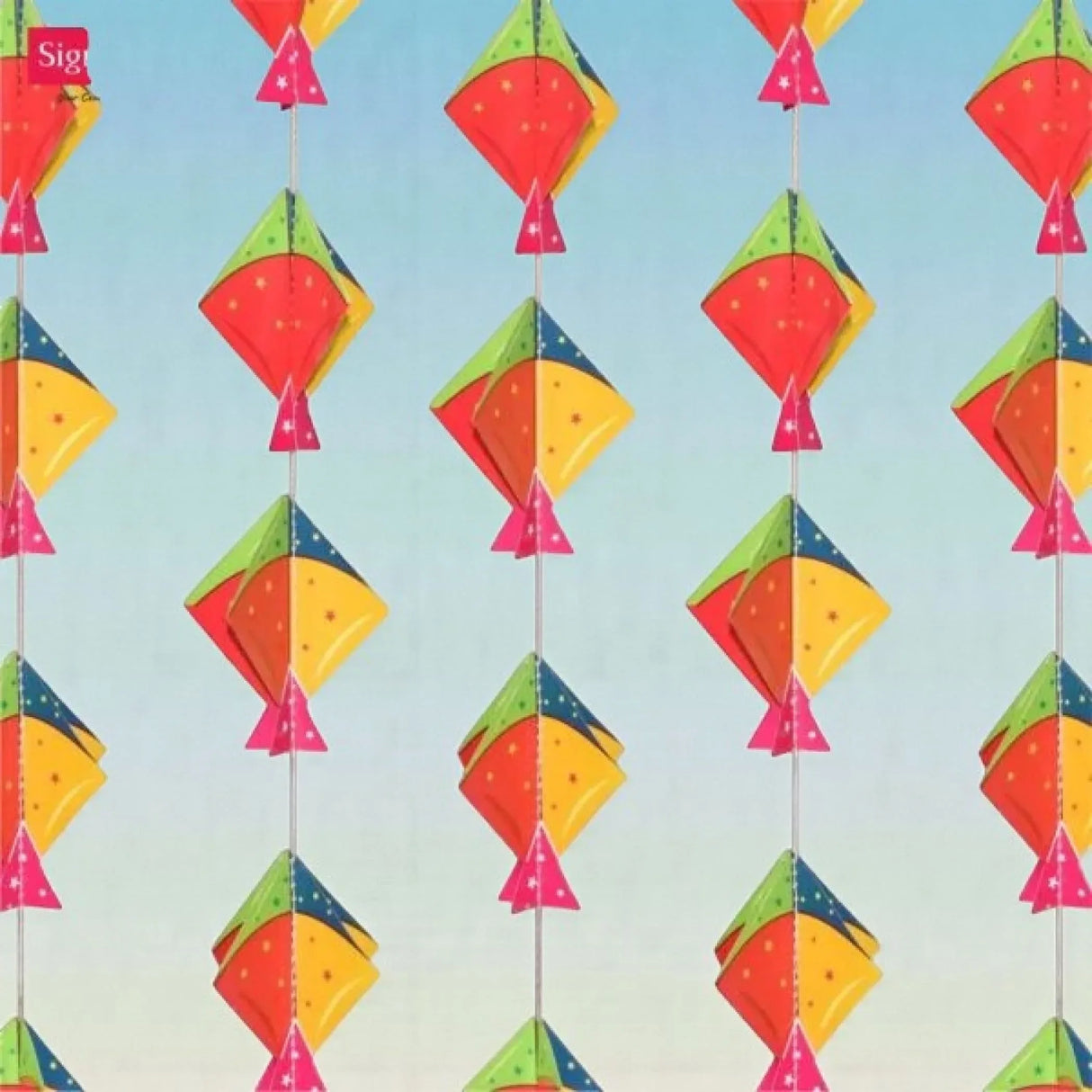 4CT Happy Makar Sankranti Mini Kites Frill - Decorative Small Size Kites Cutouts Flying Kites Wall Hanging Strings Sankranthi Pongal Lohri Patang Decorations Paper Kites Strings - LoveNspire