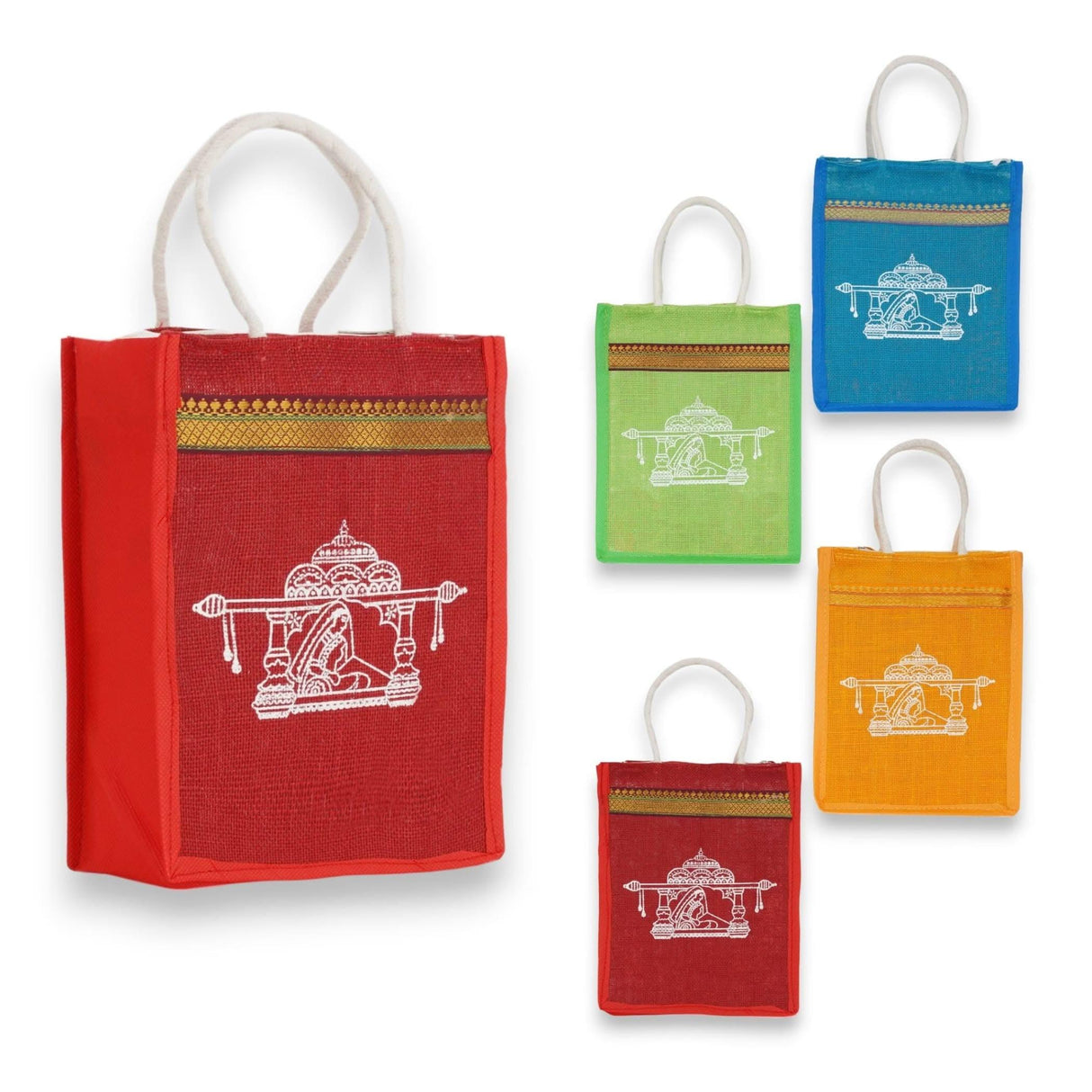 4ct Jute Bag Indian Wedding Favor Puja Return Gifts Burlap Gift Bags Eco-friendly Tote Bag Pooja Favors - LoveNspire