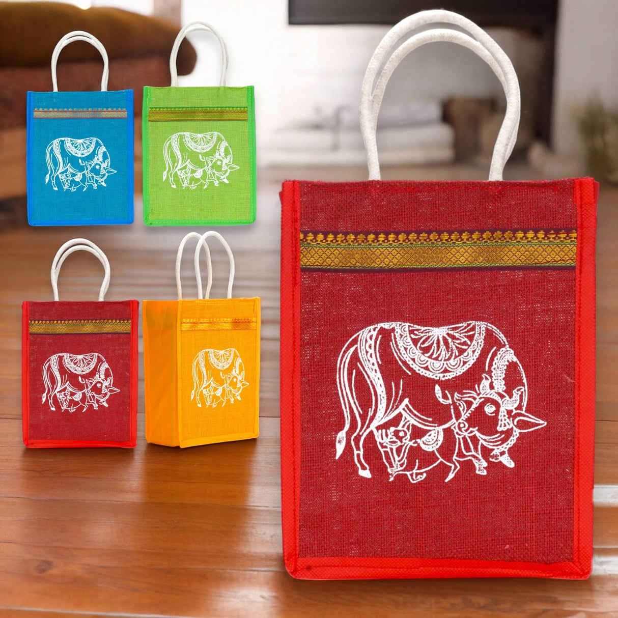 4ct Jute Bag Indian Wedding Favor Puja Return Gifts Burlap Gift Bags Eco-friendly Tote Bag Pooja Favors - LoveNspire
