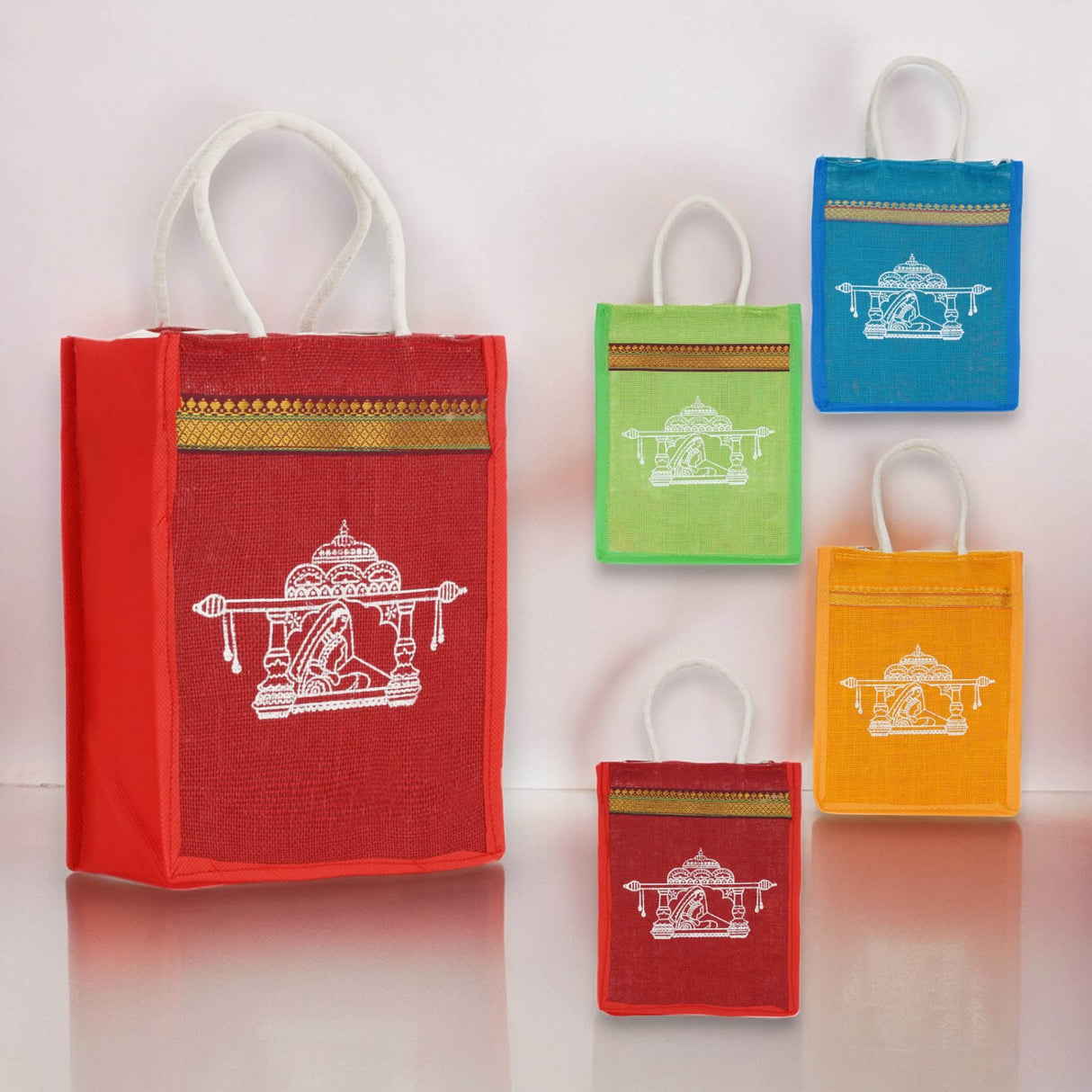 4ct Jute Bag Indian Wedding Favor Puja Return Gifts Burlap Gift Bags Eco-friendly Tote Bag Pooja Favors - LoveNspire