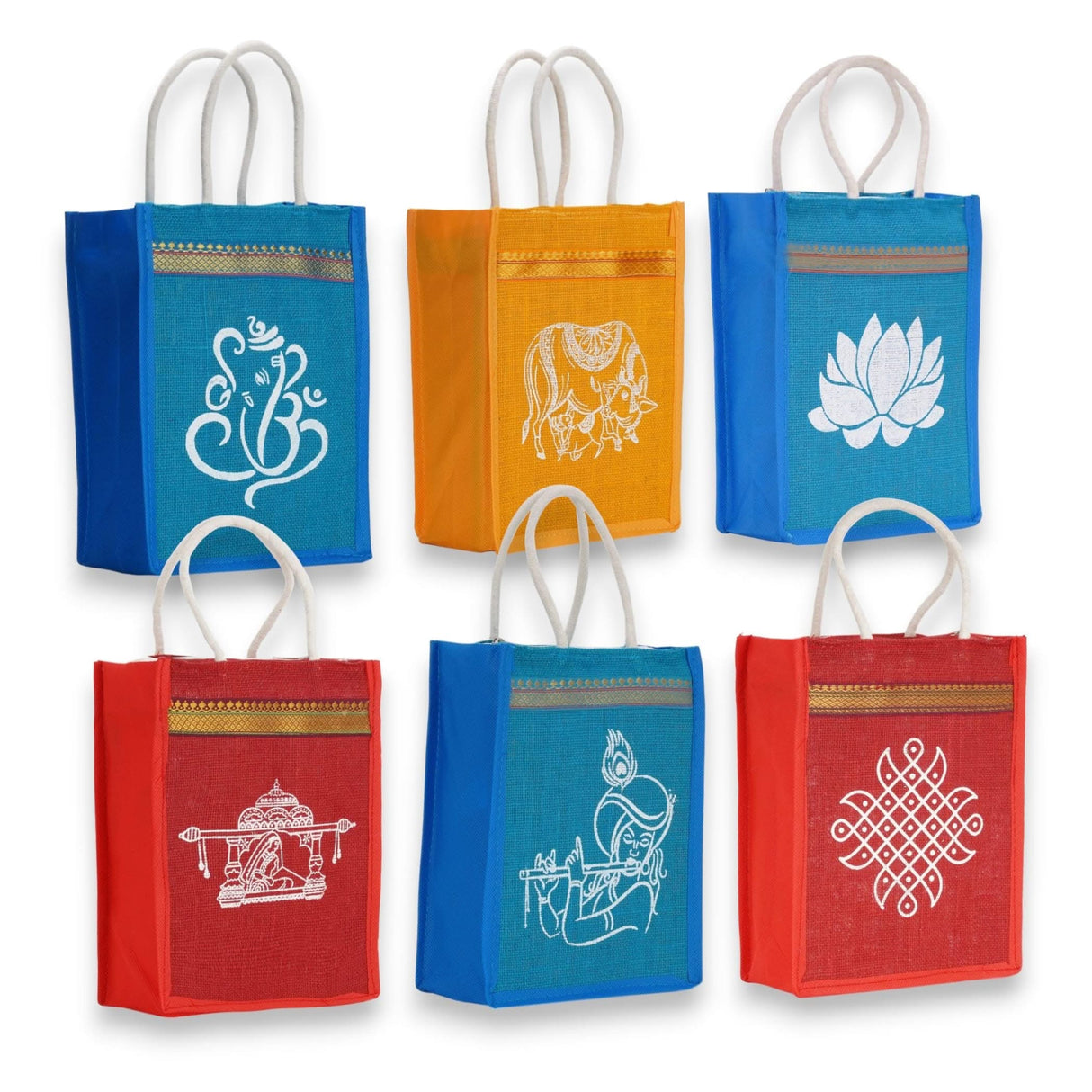 4ct Jute Bag Indian Wedding Favor Puja Return Gifts Burlap Gift Bags Eco-friendly Tote Bag Pooja Favors - LoveNspire