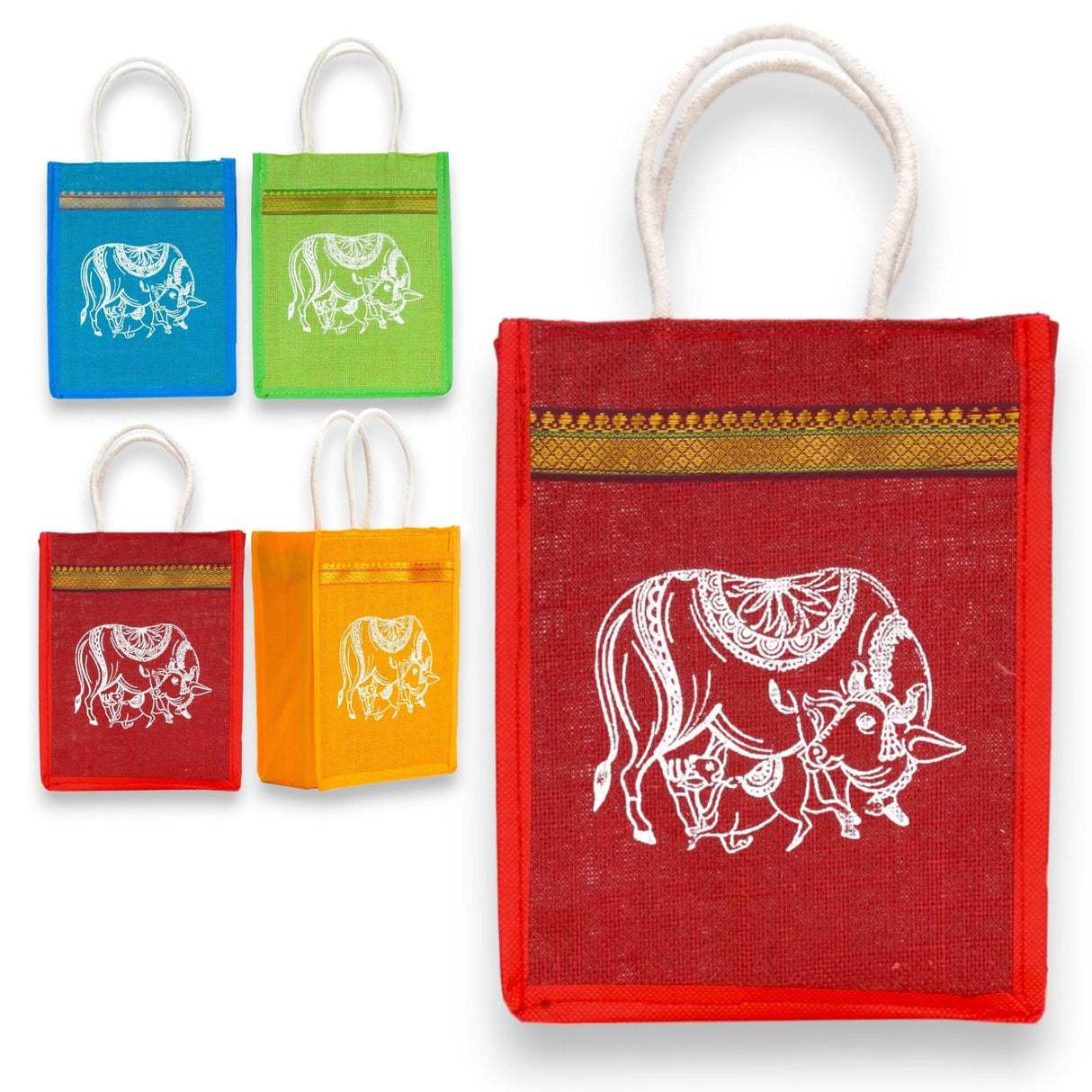 4ct Jute Bag Indian Wedding Favor Puja Return Gifts Burlap Gift Bags Eco-friendly Tote Bag Pooja Favors - LoveNspire