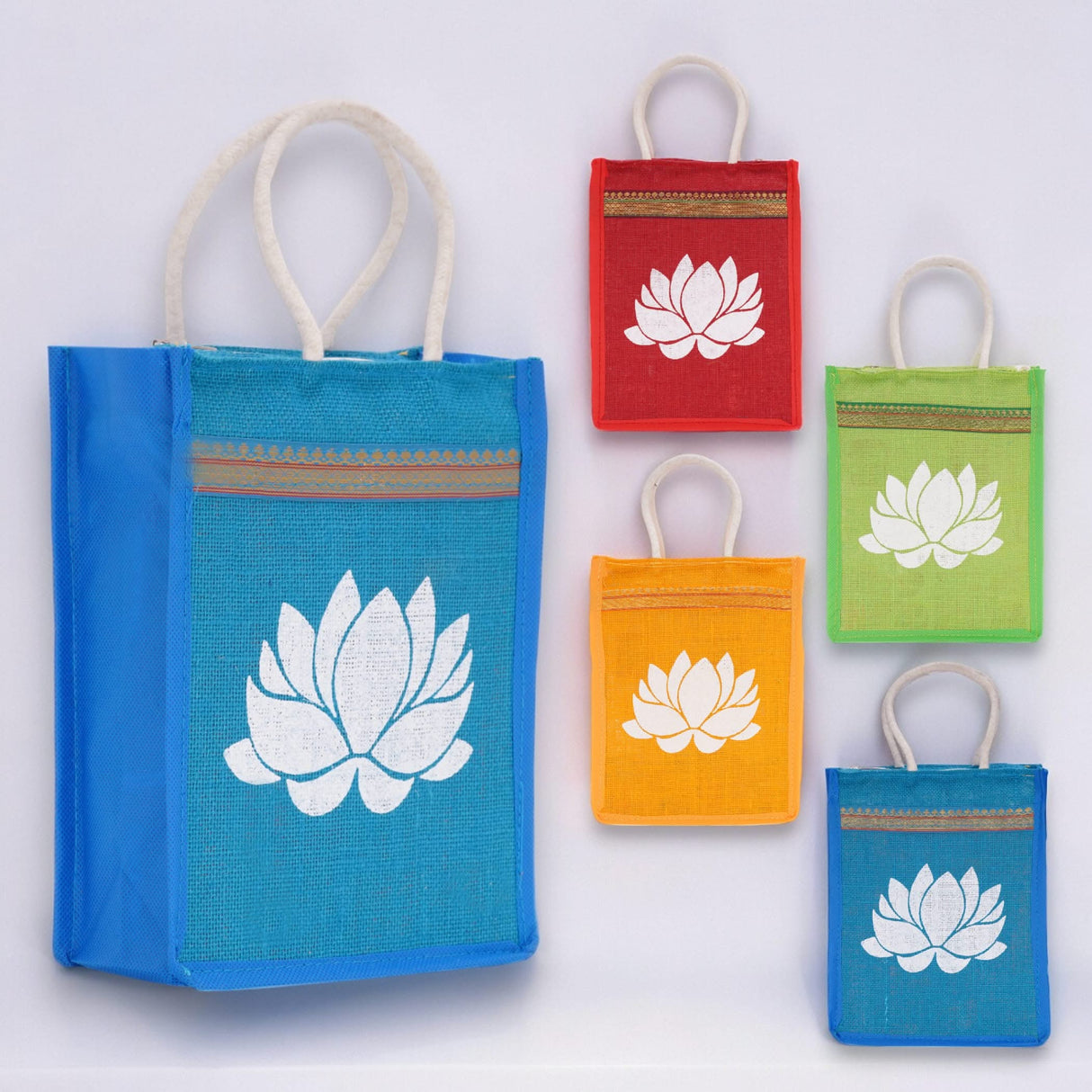 4ct Jute Bag Indian Wedding Favor Puja Return Gifts Burlap Gift Bags Eco-friendly Tote Bag Pooja Favors - LoveNspire