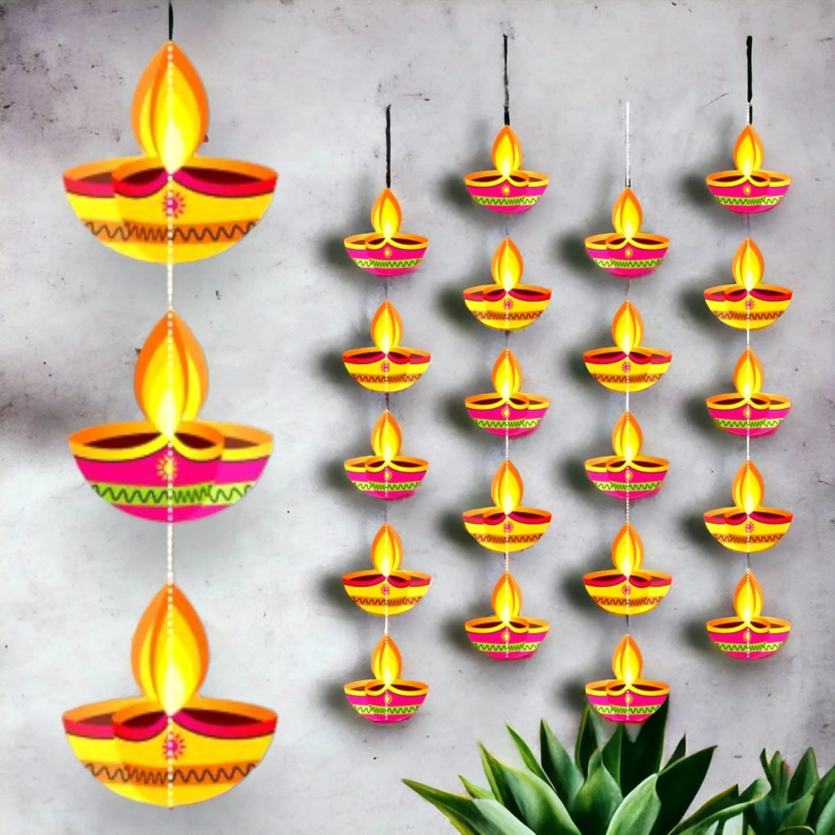 4ct Paper Diya Diwali Hanging Strings, Diwali Decoration, Diwali Decor, Diwali Decorations, Diwali Party, Deepawali Hanging, Diwali Garland - LoveNspire