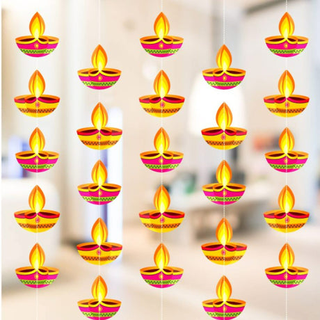4ct Paper Diya Diwali Hanging Strings, Diwali Decoration, Diwali Decor, Diwali Decorations, Diwali Party, Deepawali Hanging, Diwali Garland - LoveNspire