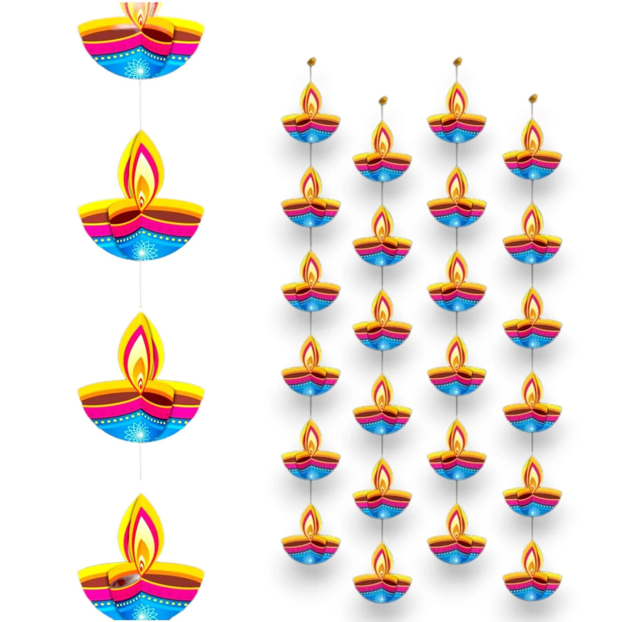 4ct Paper Diya Diwali Hanging Strings, Diwali Decoration, Diwali Decor, Diwali Decorations, Diwali Party, Deepawali Hanging, Diwali Garland - LoveNspire