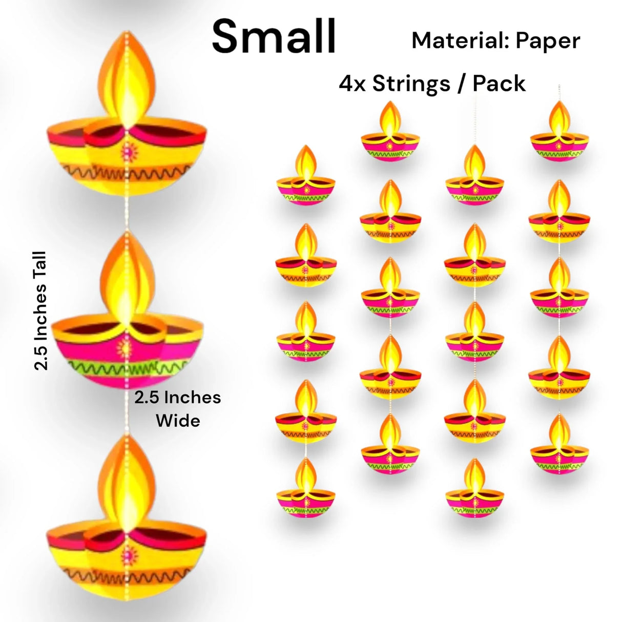 4ct Paper Diya Diwali Hanging Strings, Diwali Decoration, Diwali Decor, Diwali Decorations, Diwali Party, Deepawali Hanging, Diwali Garland - LoveNspire