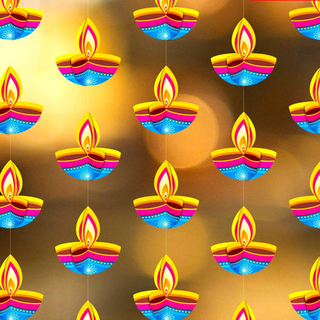 4ct Paper Diya Diwali Hanging Strings, Diwali Decoration, Diwali Decor, Diwali Decorations, Diwali Party, Deepawali Hanging, Diwali Garland - LoveNspire