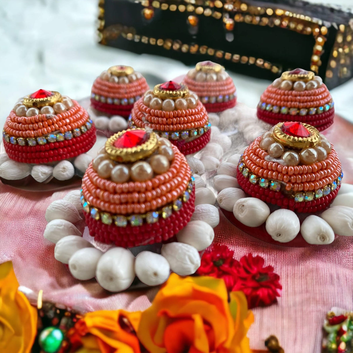 10 Pc Decorative Designer Supari Betelnut for Pooja – Spiritual Shagun Item, Unique Indian Pooja Supari, Temple Decor, Wedding Favor, Housewarming Gift - LoveNspire