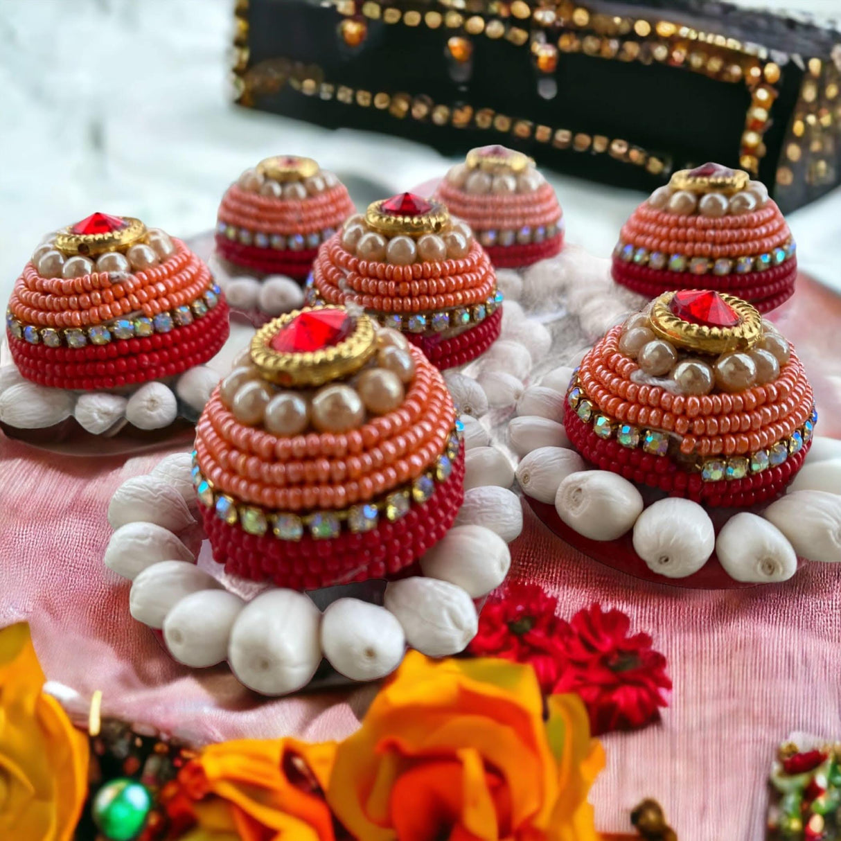 10 Pc Decorative Designer Supari Betelnut for Pooja – Spiritual Shagun Item, Unique Indian Pooja Supari, Temple Decor, Wedding Favor, Housewarming Gift - LoveNspire