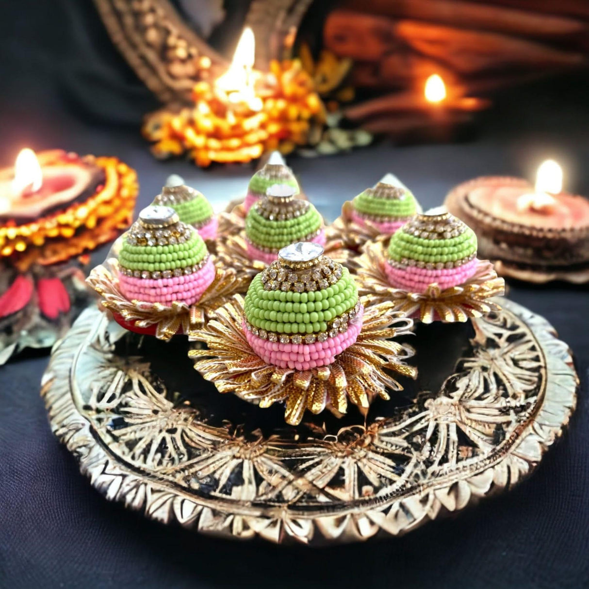 10 Pc Decorative Designer Supari Betelnut for Pooja – Spiritual Shagun Item, Unique Indian Pooja Supari, Temple Decor, Wedding Favor, Housewarming Gift - LoveNspire