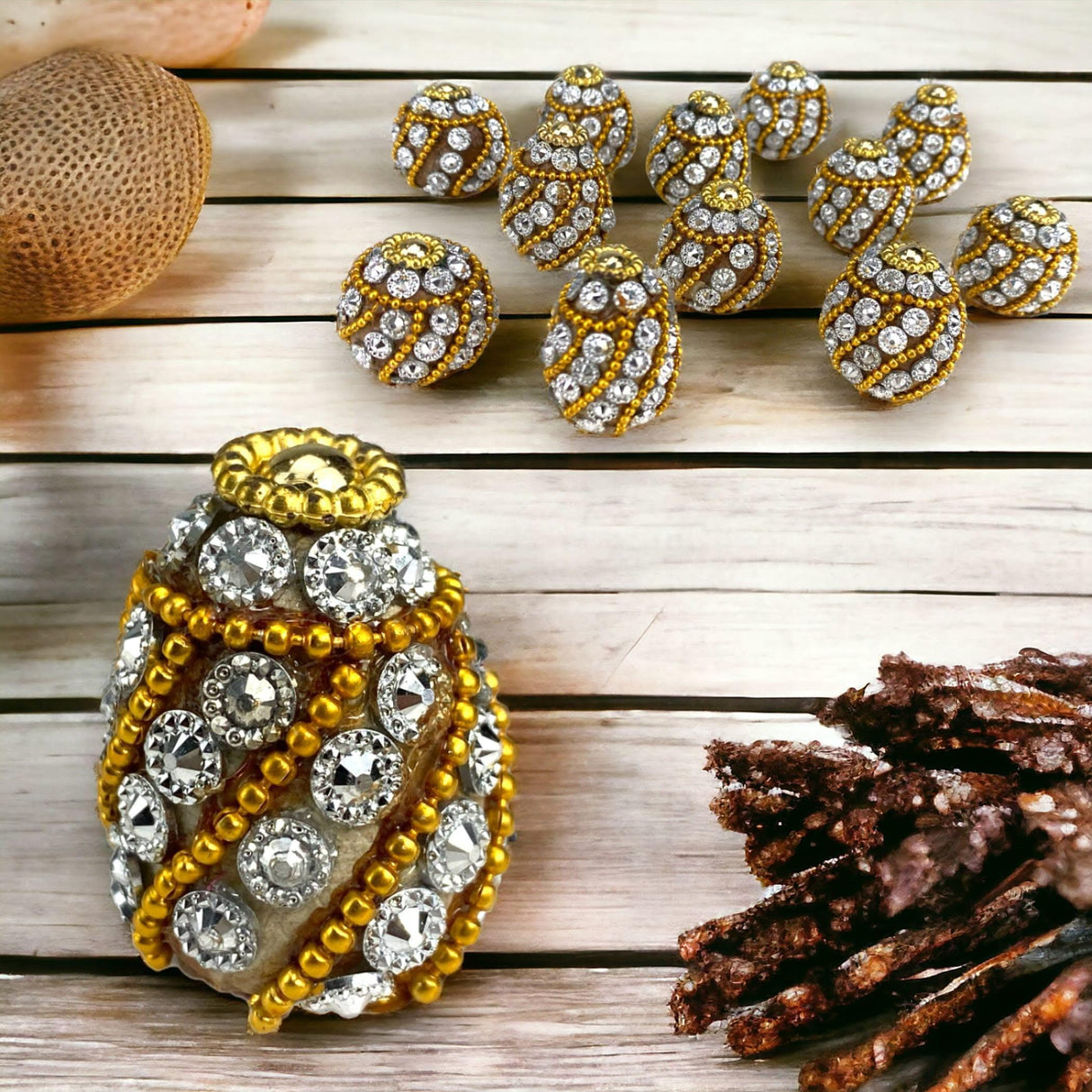 10 Pc Decorative Designer Supari Betelnut for Pooja – Spiritual Shagun Item, Unique Indian Pooja Supari, Temple Decor, Wedding Favor, Housewarming Gift - LoveNspire