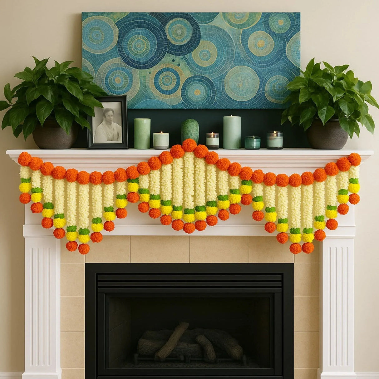 5 Feet Marigold Jasmine Door Toran Hanging Valance Festival Garland Indian Wedding Decor Indoor Outdoor Bandarwal Indian Pooja Favor Diwali Decoration - LoveNspire