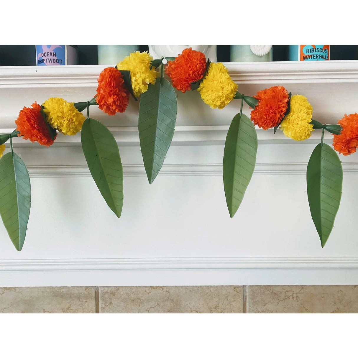 5 Feet Marigold Mango Leaf Door Toran Hanging Valance Festival Garland Indian Wedding Decor Indoor Outdoor Bandarwal Pooja Decor Diwali Decoration - LoveNspire