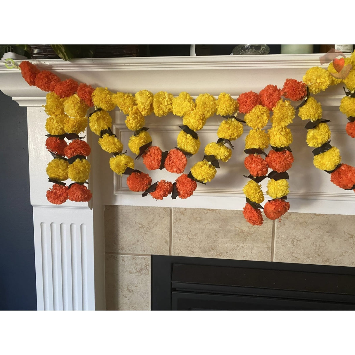 5 Feet Marigold Yellow Orange Door Toran Hanging Valance Festival Garland Indian Wedding Decor Indoor Outdoor Bandarwal Pooja Decor Diwali Decoration - LoveNspire