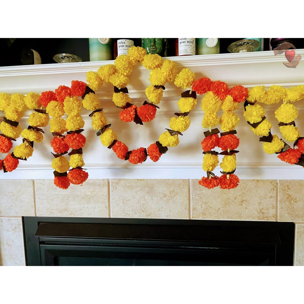 5 Feet Marigold Yellow Orange Door Toran Hanging Valance Festival Garland Indian Wedding Decor Indoor Outdoor Bandarwal Pooja Decor Diwali Decoration - LoveNspire